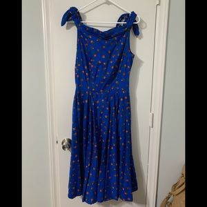50s style off shoulder swing dress
